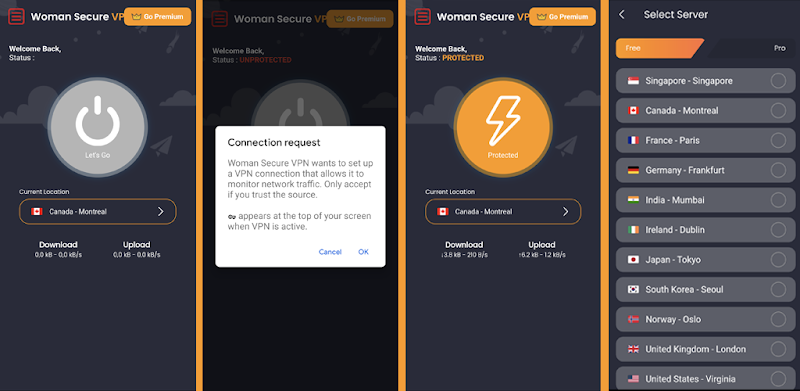 Woman Secure VPN Schermafbeelding 2