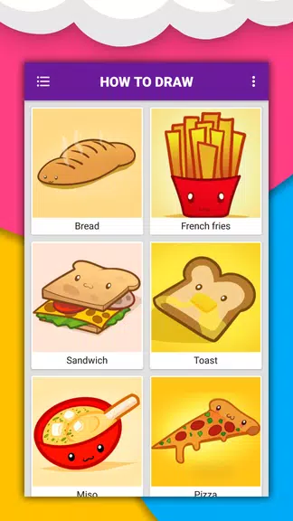 How to draw cute food by steps Ảnh chụp màn hình 2