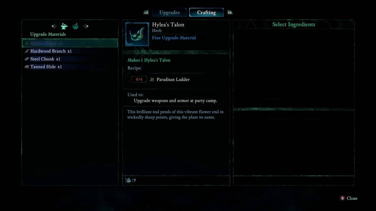 Avowed gameplay crafting Hylea's Talon mula sa Paradisan Ladder