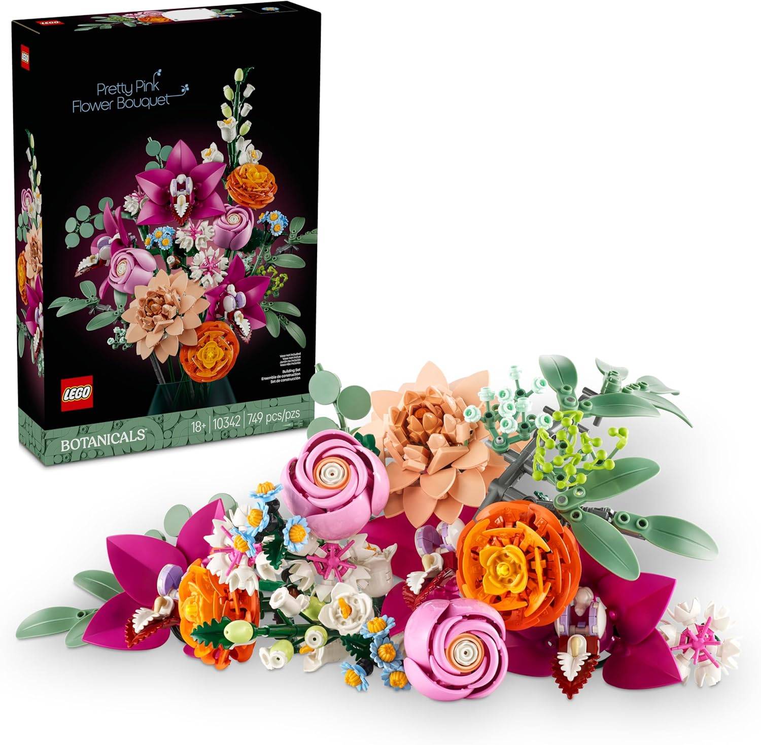 Bouquet di fiori rosa graziosi botanici lego