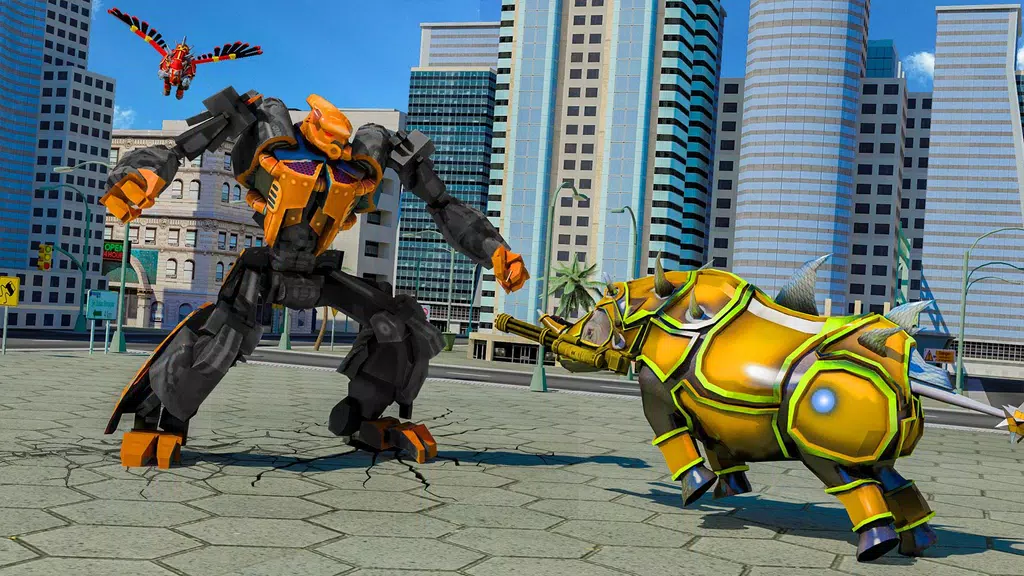 Flying Rhino Robot Transform: Robot War Games 스크린샷 1