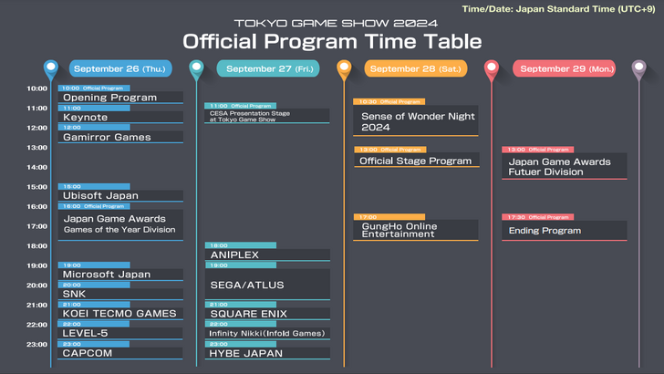 TGS 2024 Official Schedule Graphic