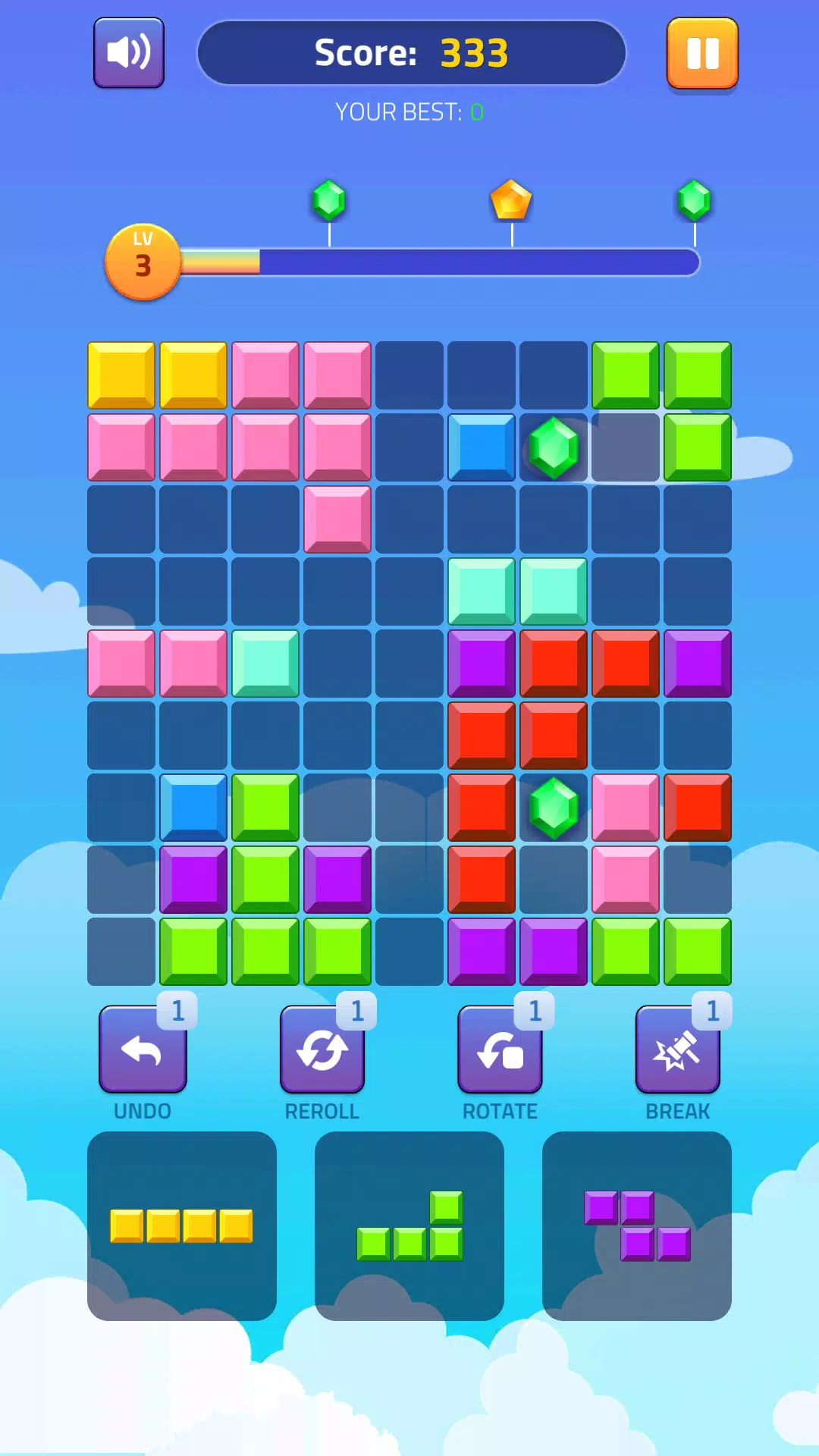 Block Puzzle - Gems Adventure Schermafbeelding 1