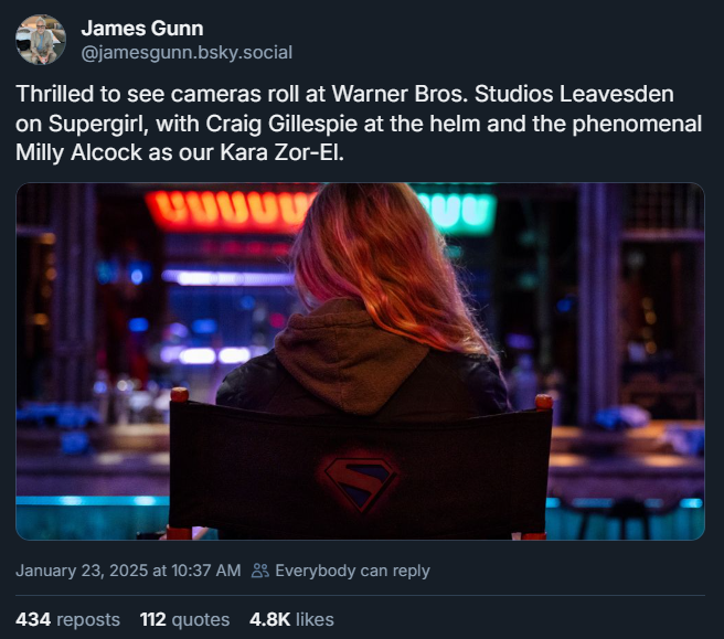 James Gunn revela um vislumbre inicial de "Supergirl: Woman of Tomorrow"