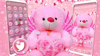 Pink Teddy Bear Theme Captura de tela 0