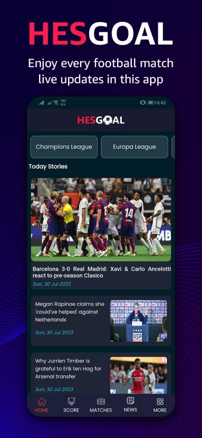 HesGoal - Live Football TV HD ภาพหน้าจอ 0