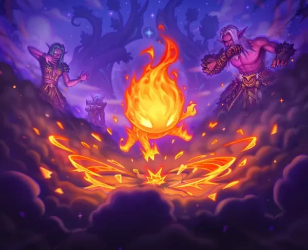Uma foto de um pequeno e ardente fumaça no chão para cegar um grupo de elfos ao redor