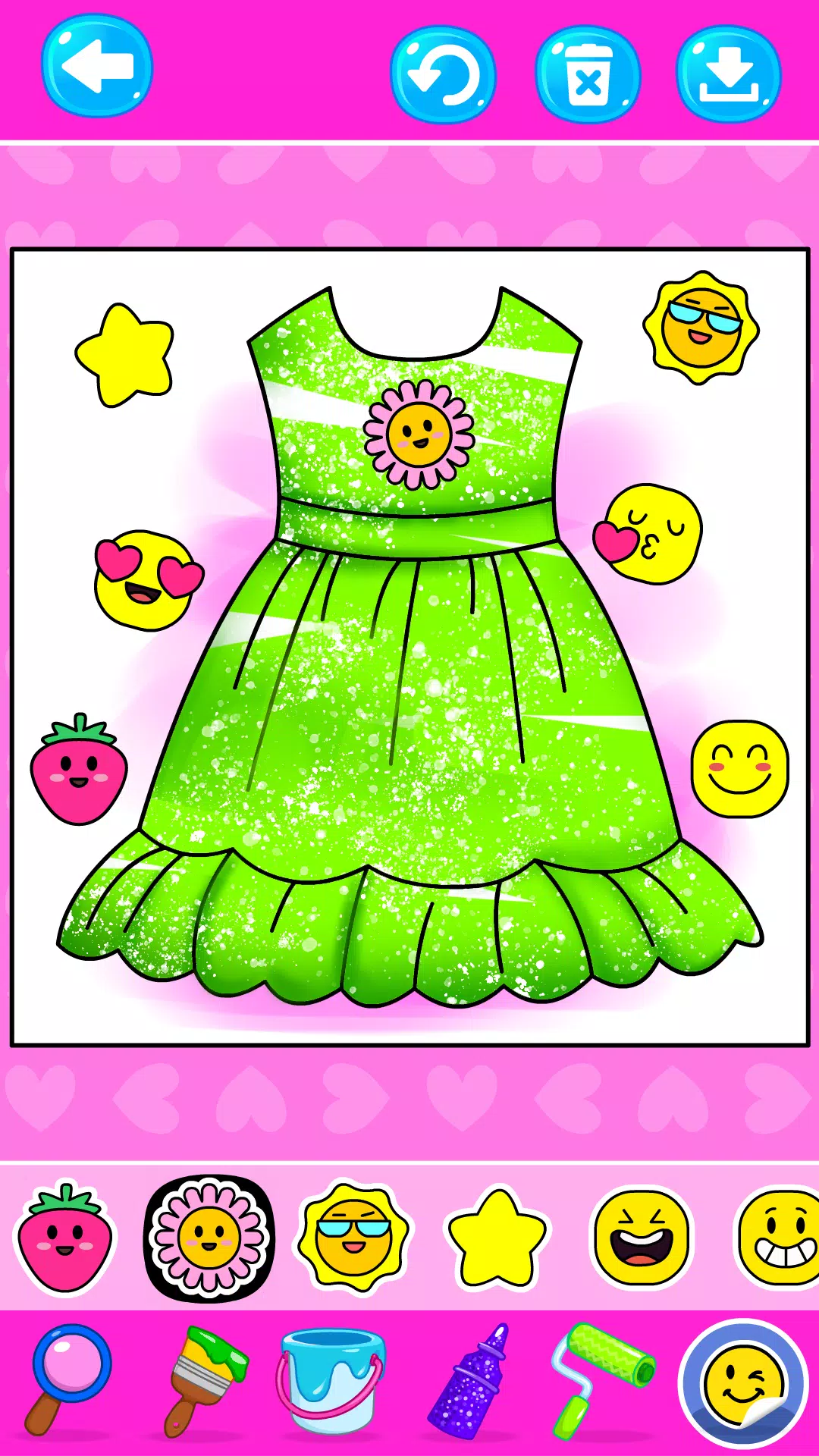 Girls Glitter Dress Coloring स्क्रीनशॉट 3