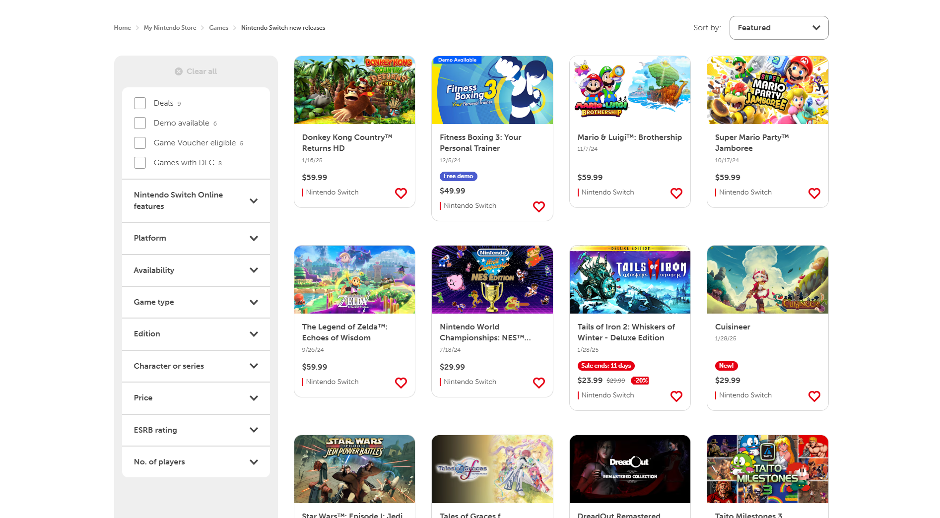 Nintendo's browser storefront