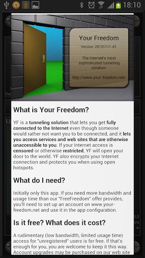 Your Freedom VPN Client स्क्रीनशॉट 1