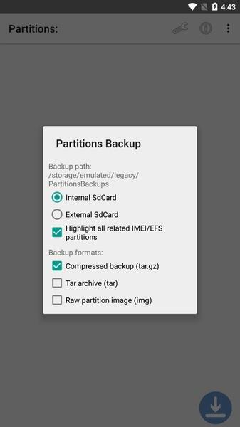 Partitions Backup and Restore Capture d'écran 0