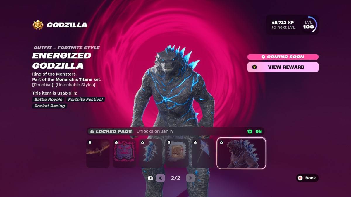 The Energized Godzilla style in Fortnite as part of an article about how to unlock it. 