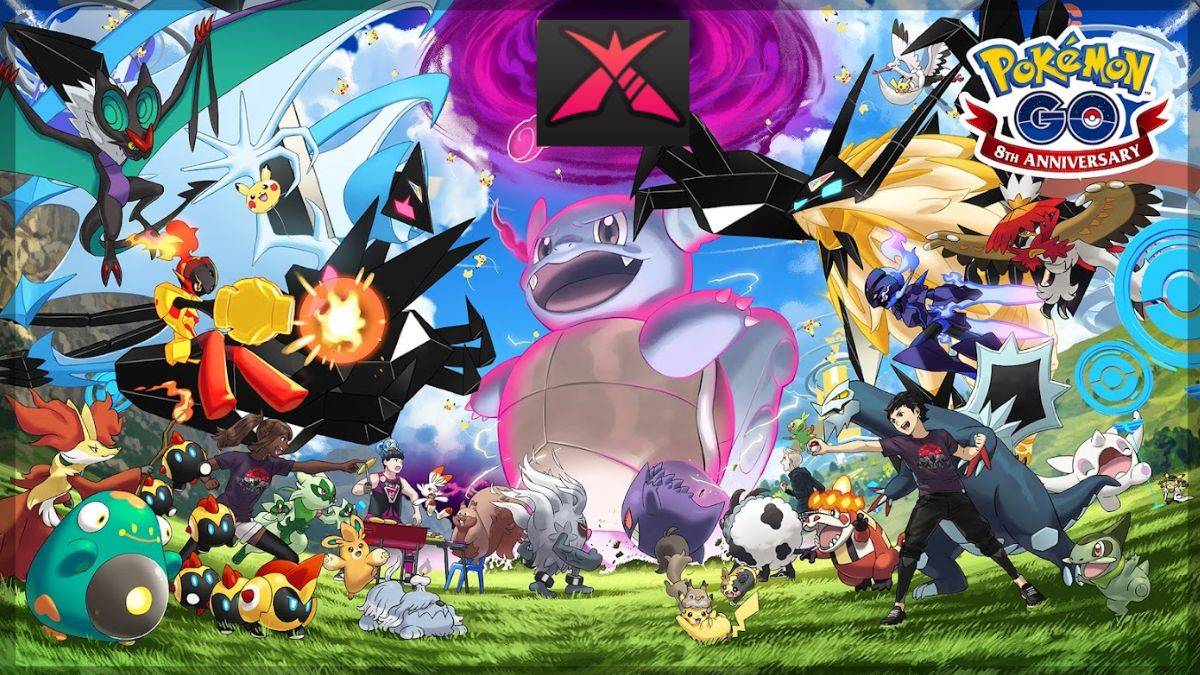 Pokemon Go 8th Anniversary Oeuf avec Giant Wartortle, avec le symbole Dynamax ajouté