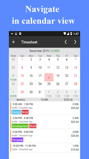 Timesheet – Work Hours Tracker Screenshot 1