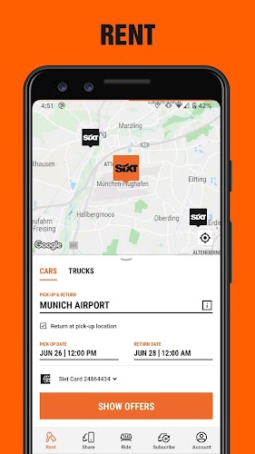 SIXT rent. share. ride. plus. Tangkapan skrin 1