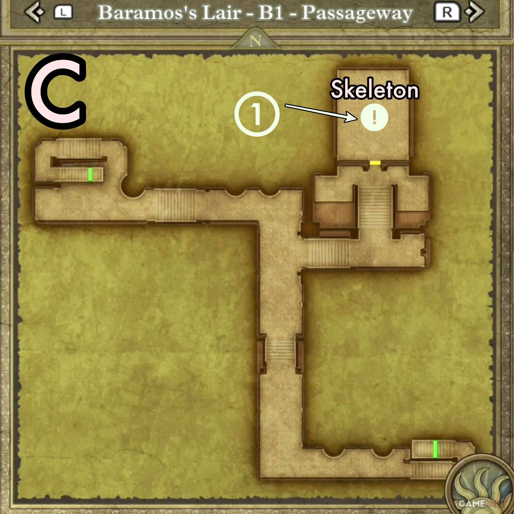 Image: Map highlighting treasure locations in B1 Passageway