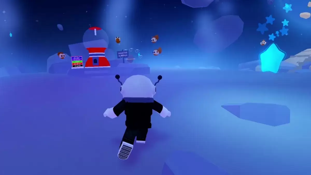 Roblox gameplay showing Shooting Stars and the Gumball Machine