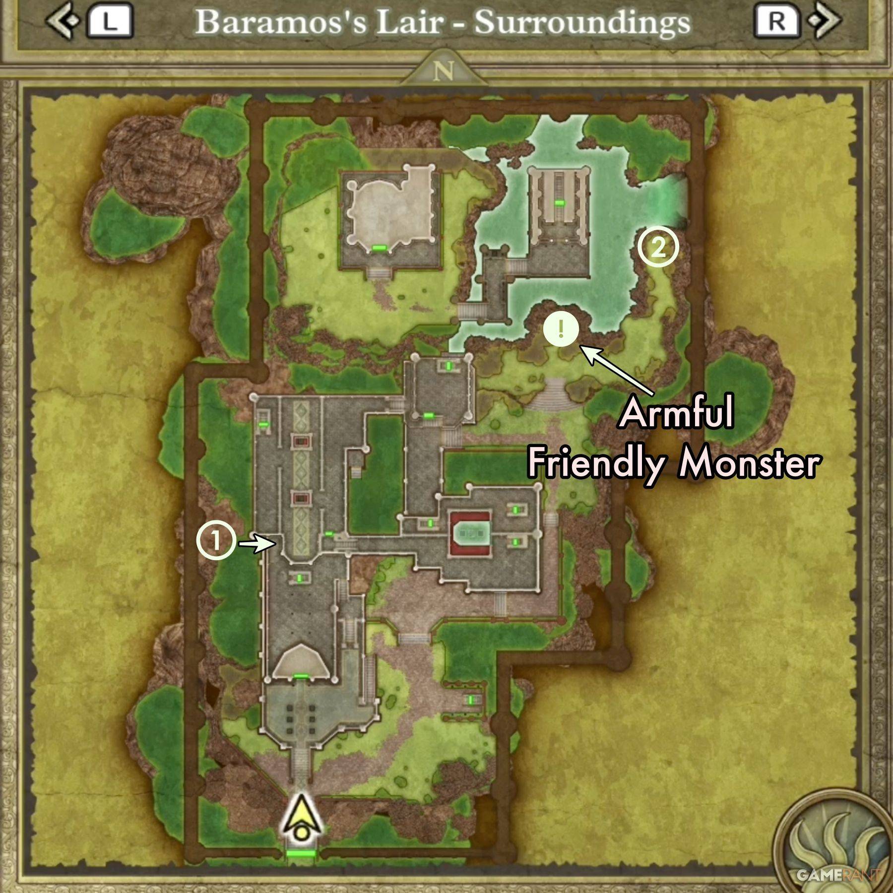 Image: Map highlighting treasure locations in the Surroundings area