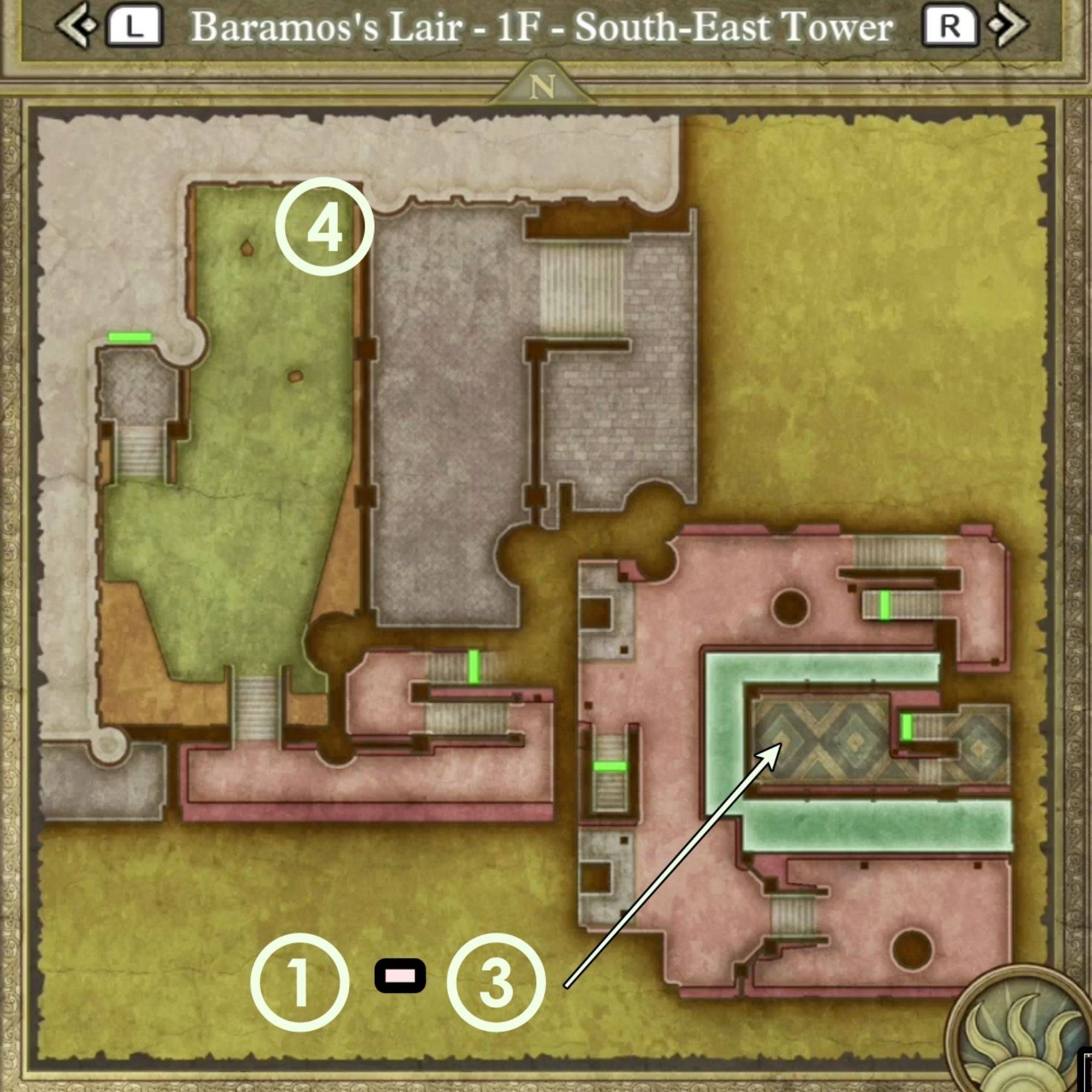 Image: Map highlighting treasure locations in the South-East Tower