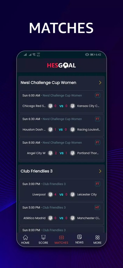 HesGoal - Live Football TV HD Zrzut ekranu 1