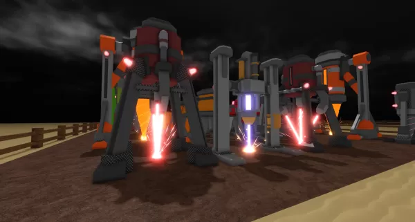 Несколько буровых установок, разрабатывающих месторождение в Roblox Untitled Drill Game