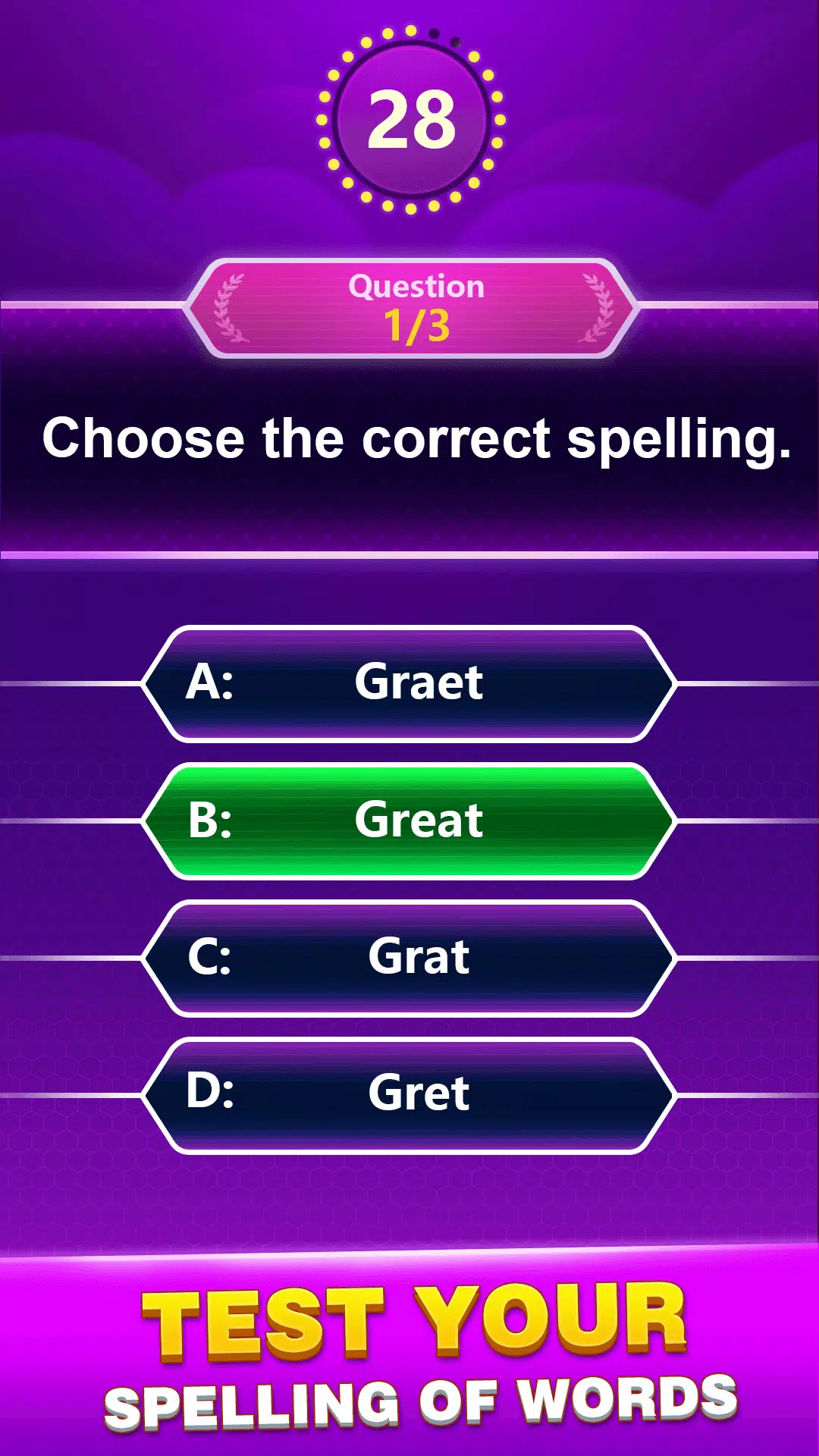 Spelling Quiz - Word Trivia スクリーンショット 0