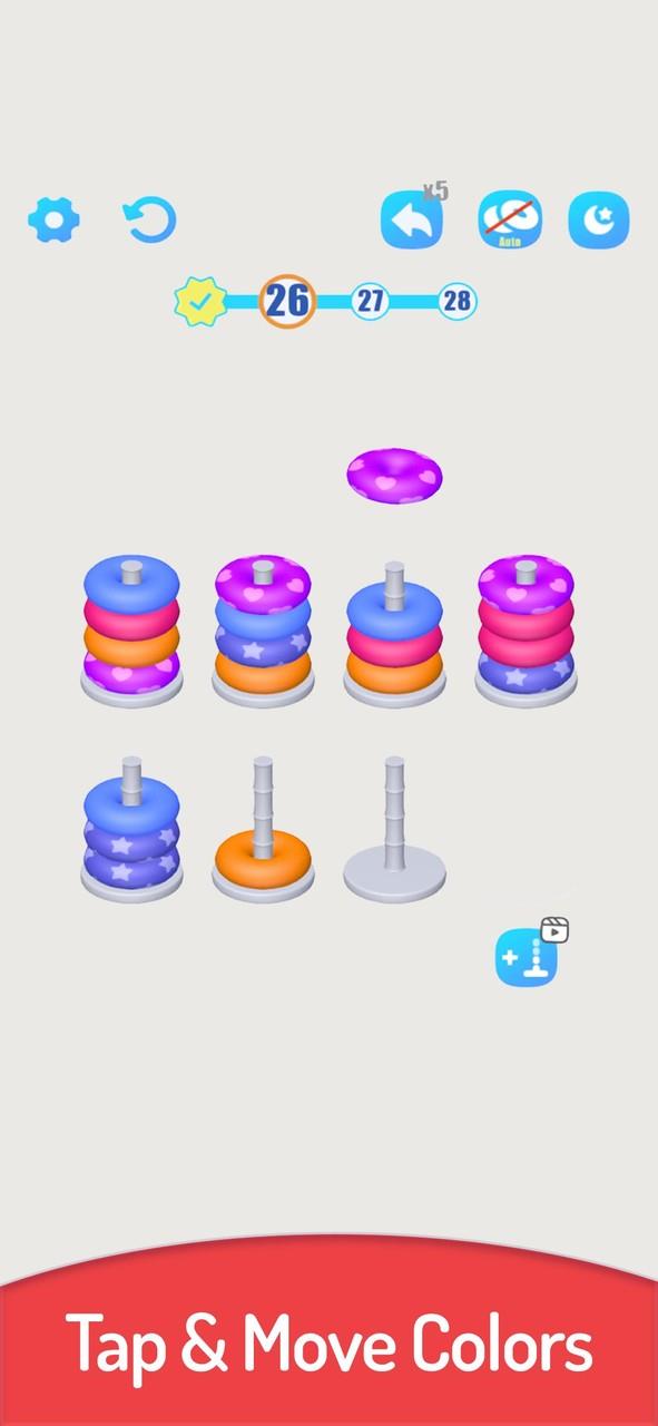 3D Color Sort Hoop Stack Captura de pantalla 0