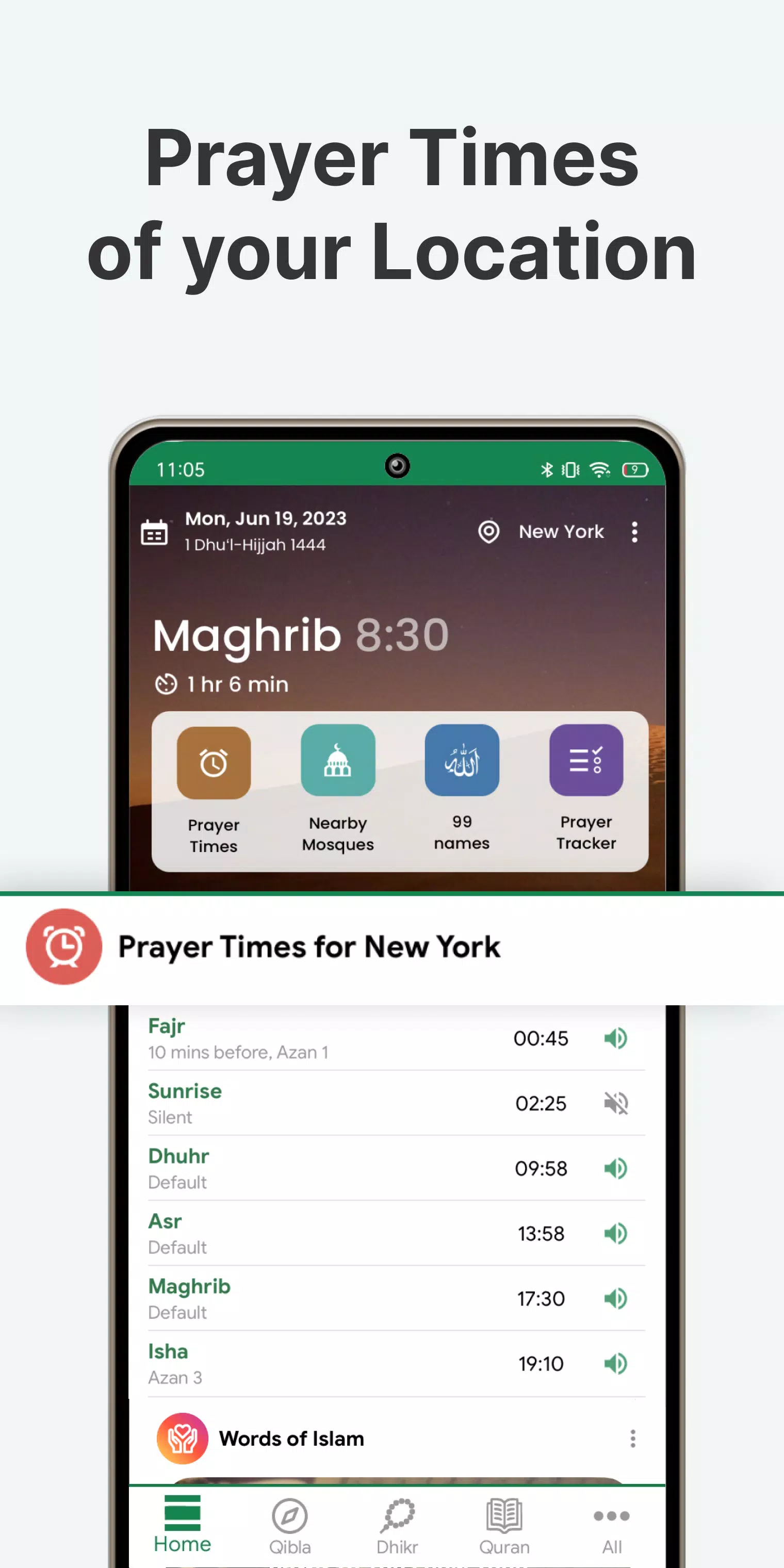 Muslim: Gebetszeiten, Qibla Screenshot 0