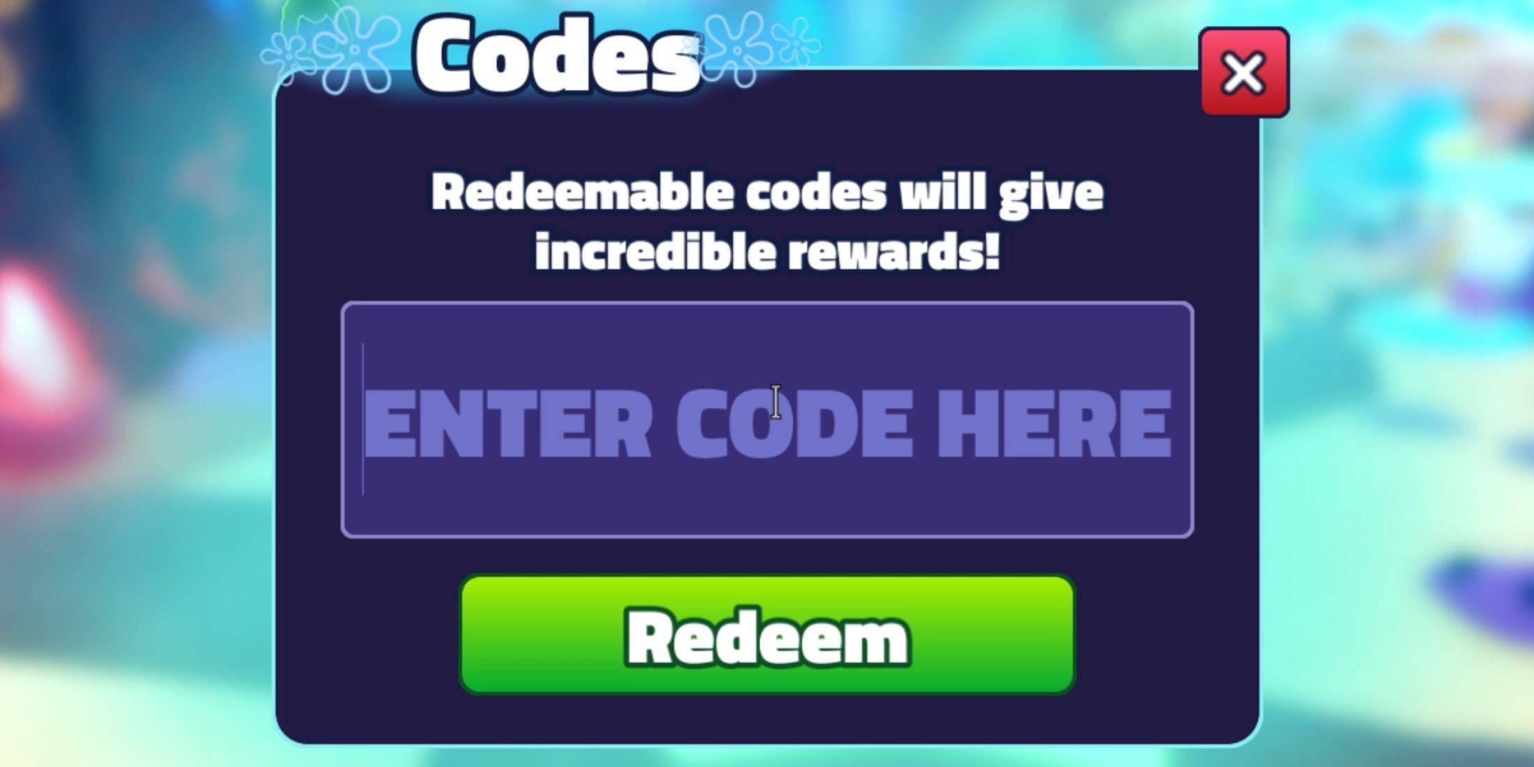 Image: Redeeming a Code in SpongeBob Tower Defense