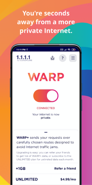 1.1.1.1 WARP: Safer Internet Screenshot 1