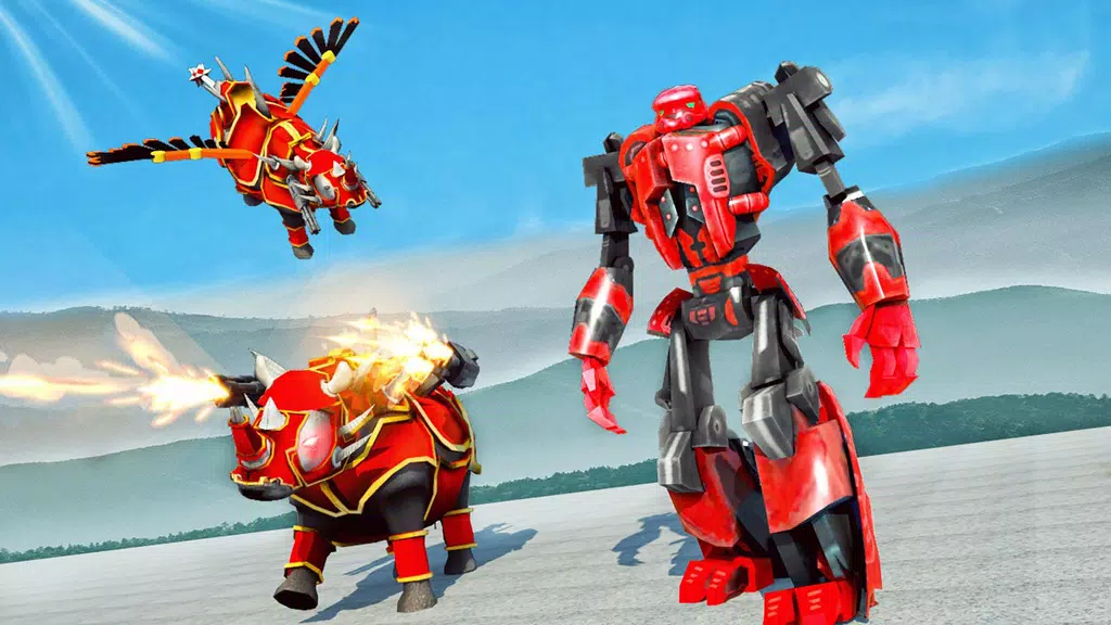 Flying Rhino Robot Transform: Robot War Games 스크린샷 3
